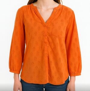 Mira Orange Eyelet Plus Sz Blouse Sz XXL